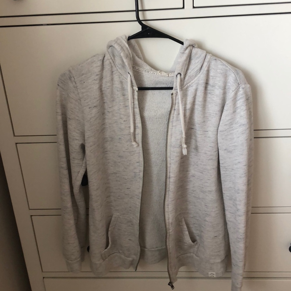 LA HEARTS Zip Up Hoodie Cream with Grey Markings